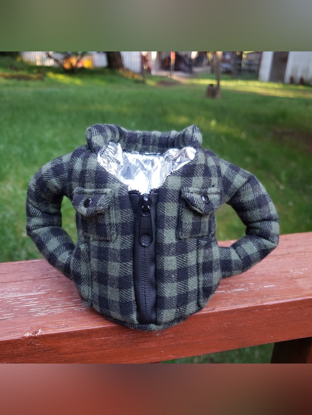 Puffin The Lumberjack Flannel Insulated Can Cooler Sleeve - Green Shade
